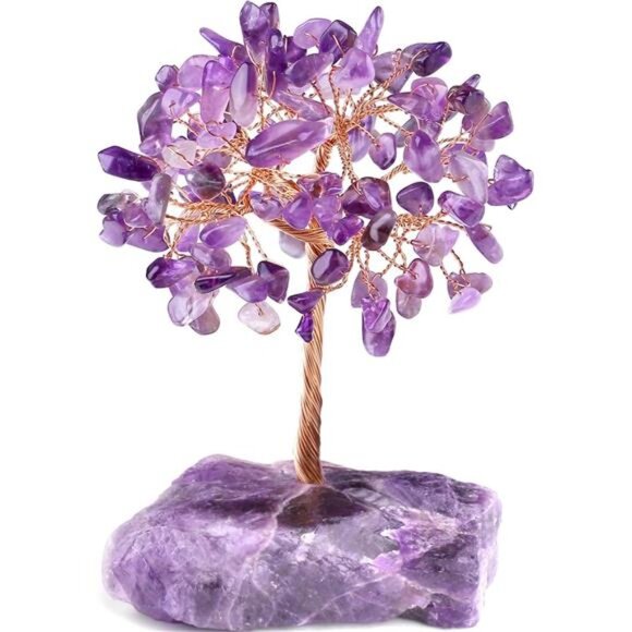 Amethyst Crystal Tree Crystals Healing Stones Reiki Natural Crystals Base Copper - Picture 1 of 7